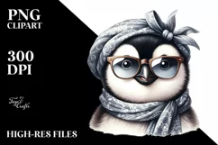 Detailed Penguin Silk Scarf Sunglasses Clipart Product Image 1