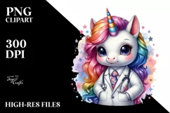 Colorful Baby Unicorn Lab Coat PNG Product Image 3