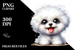 Cute Cartoon Bichon Frise PNG Product Image 2