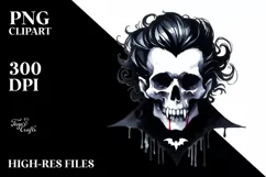 Skull with Hair, Transparent PNG Product Image 1