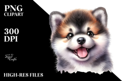 Watercolor Baby Cartoon Akita PNG Product Image 2