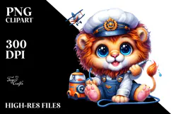 Vibrant Baby Lion with Chef's Apron PNG Product Image 2