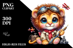 Watercolor Baby Lion with Chef&#039;s Apron PNG Product Image 2