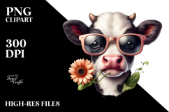 Contempt Baby Cow with Sunglasses, Transparent PNG Product Image 2