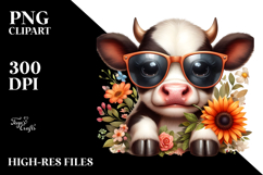 Contempt Baby Cow with Sunglasses, Transparent PNG Product Image 2