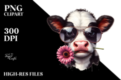 Contempt Baby Cow with Sunglasses, Transparent PNG Product Image 2