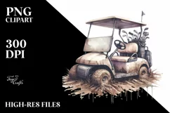 Vintage Dirty Golf Cart Clipart Product Image 3