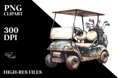 Vintage Dirty Golf Cart Clipart Product Image 3