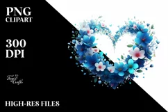Blue Spring Flowers Heart, Digital Painting PNG Product Image 2