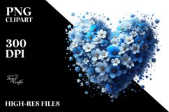 Blue Heart Made of Spring Flowers PNG Product Image 2
