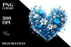Blue Heart Made of Spring Flowers PNG Product Image 2