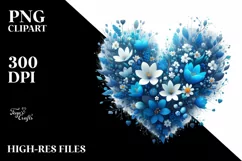 Blue Heart Made of Spring Flowers PNG Product Image 2