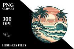 Vintage Tropical Beach Clipart PNG Product Image 2