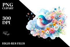 Colorful Bird with Spring Flowers, High-Res PNG Product Image 2
