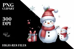 Snowman with Santa Hat, Transparent PNG Product Image 3