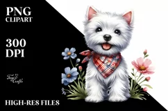 Baby West Highland White Terrier Watercolor Clipart Product Image 3