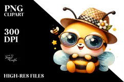 Cute Baby Bee with Cool Haircut PNG Product Image 2