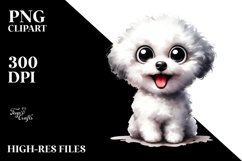 Crazy Looking Bichon Frise Sitting | Sublimation Clipart Product Image 1