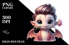 Modest Dragon with Flower, Transparent PNG Product Image 3