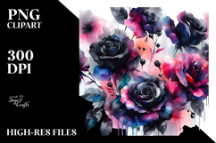 Black Roses Glossy Petals Abstract | Clipart Product Image 2