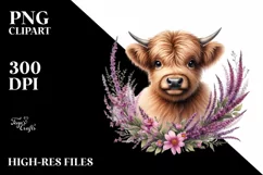 Smiling Baby Highland Cow Clipart Product Image 1