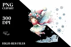 Cute Tumbling Fairy with Snowflakes, PNG Product Image 2
