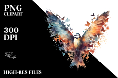 Abstract Bird with Butterfly Silhouettes PNG Product Image 2