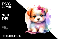 Cute Baby Dog Watercolor PNG Product Image 2
