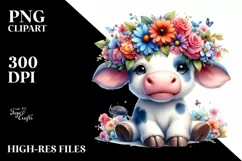 Watercolor Cow Portrait, Transparent PNG Product Image 3