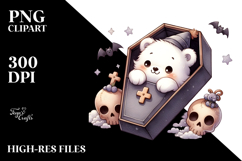cute Baby Polar Bear Popping Out from Coffin, PNG Product Image 2