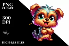 Colorful Small Baby Yorkshire Terrier | Sublimation Clipart Product Image 3