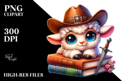 Watercolor Baby Lamb with Cowboy Hat PNG Product Image 2
