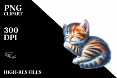 Colorful Baby Cat Napping Moon | Clipart Product Image 3