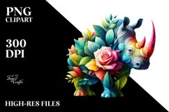 Vibrant Watercolor Rhino PNG Product Image 3