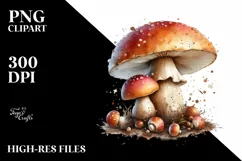 Detailed Mushroom Watercolor Splash PNG Product Image 3