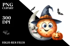 Whimsical Halloween Moon with Goofy Smile | Sublimation | Product Image 3