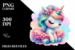 Colorful Baby Unicorn Tutu PNG Product Image 1