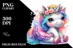 Colorful Baby Unicorn Tutu PNG Product Image 3