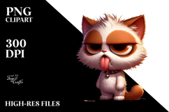 Ridiculously Cute Cat with Dramatic Despair, Watercolor PNG Product Image 2