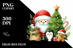 Adorable Christmas Characters Peeking, PNG Product Image 1