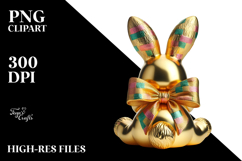 Colorful Stylized Bunny with Vintage Bow PNG Product Image 2