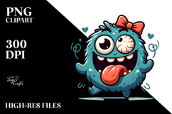 Funny Cartoon Monster, Watercolor PNG Product Image 2
