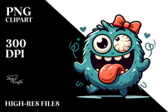 Funny Cartoon Monster, Watercolor PNG Product Image 2