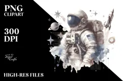 Washed Watercolor Vintage Astronaut Girl Product Image 2