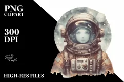 Simple Vintage Astronaut Girl PNG Product Image 1