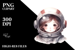 Washed Watercolor Vintage Astronaut Girl Product Image 2