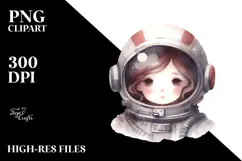 Washed Watercolor Vintage Astronaut Girl Product Image 2