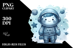 Washed Watercolor Blueish Vintage Astronaut Boy Product Image 2