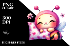 Colorful Baby Bee Cuddling Pillow, PNG Product Image 2