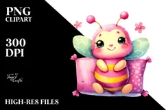 Vibrant Baby Bee with Pillow PNG Product Image 2